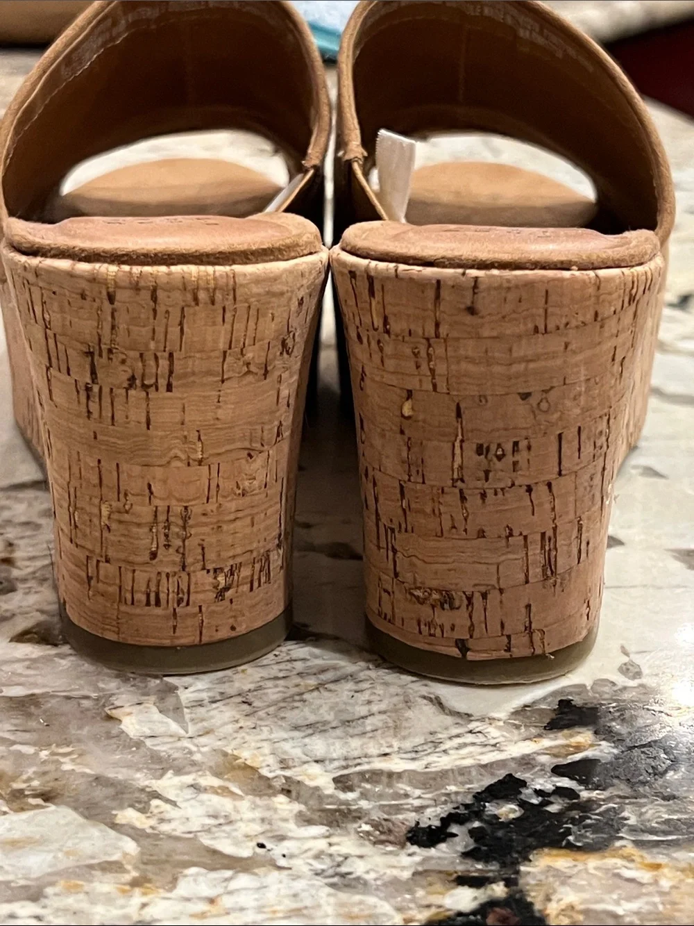 a new day Brown Suede-Look Cork Wedge Slide Sandals